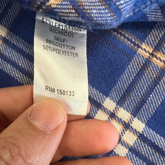 Staccato Women's Plaid Button Up Top Blue/Multi Size Small Long Sleeve - Picture 9 of 9